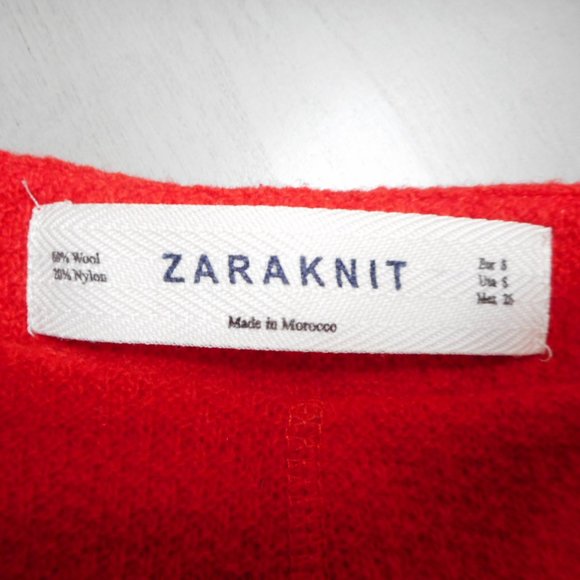 ZARA  KNIT Long sleeve red wool blend  top  size S - Picture 2 of 4